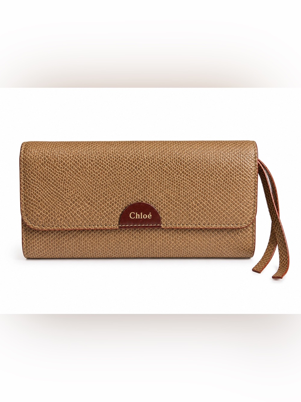 Chloé Bea Long Wallet 3P0153-833 Biscotti Beige Leather Wristlet Tags Dust Bag